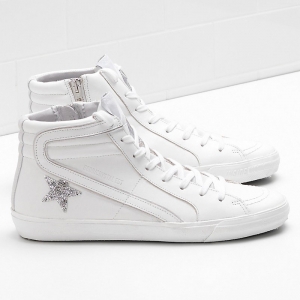 Golden Goose Slide Sneakers Star With Swarovski Crystals White Women